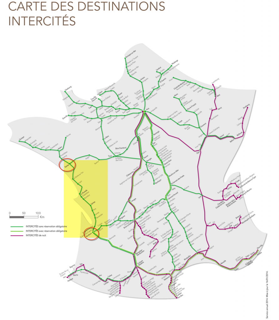 The stretch we took from Bordeaux-Nantes is highlighted