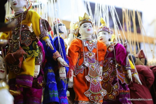 Burmese puppets line street markets and are intricately designed and decorated.