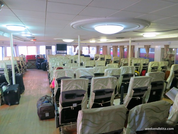 Air conditioned cabin on the first deck. All passengers have a reserved seat here.