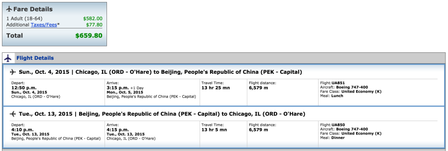 Chicago (ORD)-Beijing (PEK) for $660 on United.