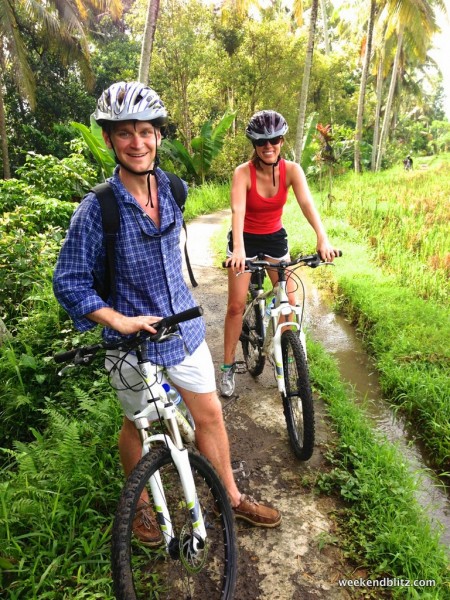 Biking through the rice paddies