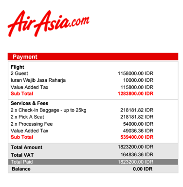 extra charge for baggage in flight air asia